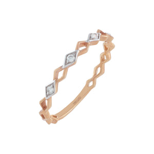 14K Rose Gold / 7 Diamond Chevron Ring 10K - Adina Eden's Jewels