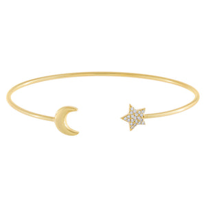 Gold Pavé Star X Crescent Bangle - Adina Eden's Jewels