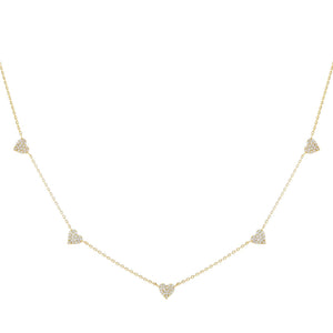 14K Gold Diamond Hearts Necklace 14K - Adina Eden's Jewels