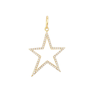 14K Gold Diamond Open Star Charm 14K - Adina Eden's Jewels