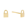 14K Gold Tiny Solid Lock Stud Earring 14K - Adina Eden's Jewels