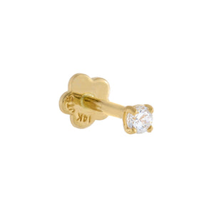14K Gold / Single Diamond Tiny Solitaire Threaded Stud Earring 14K - Adina Eden's Jewels