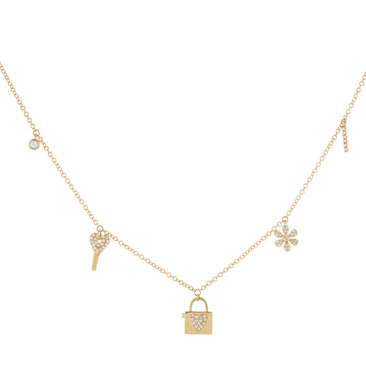14K Gold Diamond Dangling Charms Necklace 14K - Adina Eden's Jewels