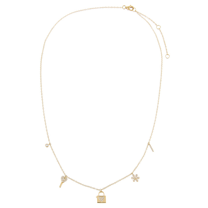  Diamond Dangling Charms Necklace 14K - Adina Eden's Jewels