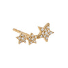 14K Gold Diamond Triple Star Stud Earring 14K - Adina Eden's Jewels