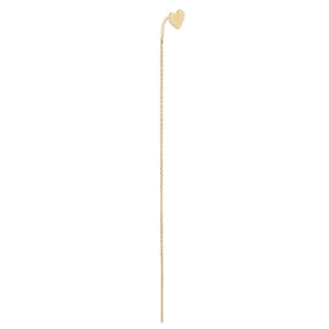 14K Gold / Single Heart Ear Threader Earring 14K - Adina Eden's Jewels