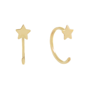 14K Gold Mini Solid Star Threader Hoop Earring 14K - Adina Eden's Jewels