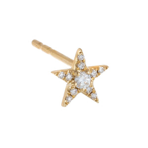 14K Gold / Single Diamond Star Stud Earring 14K - Adina Eden's Jewels