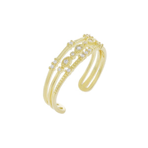 Gold Three in One Dainty CZ Ring - Adina Eden's Jewels