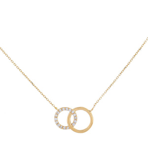 14K Gold Diamond Interlocked Circle Necklace 14K - Adina Eden's Jewels
