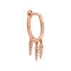 14K Rose Gold / Single Diamond Dangling Multi Spike Huggie Earring 14K - Adina Eden's Jewels