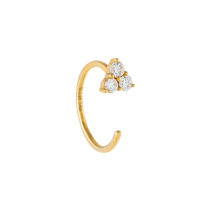 14K Gold Diamond Cluster Ear Threader Hoop 14K - Adina Eden's Jewels