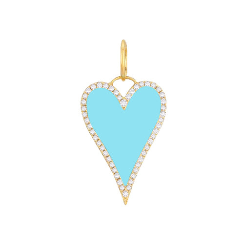  Diamond Enamel Heart Charm 14K - Adina Eden's Jewels