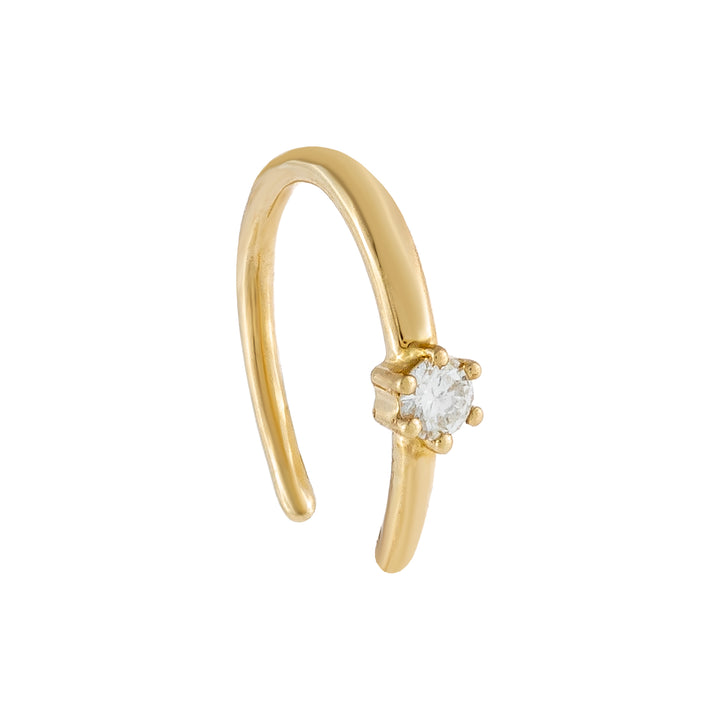 14K Gold / Single Diamond Round Stone Threader Earring 14K - Adina Eden's Jewels