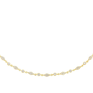 Gold CZ Round X Diamond Shape Choker - Adina Eden's Jewels