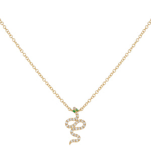 14K Gold Diamond Mini Snake Necklace 14K - Adina Eden's Jewels