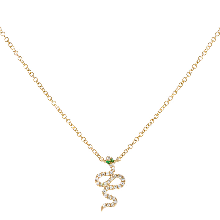 14K Gold Diamond Mini Snake Necklace 14K - Adina Eden's Jewels