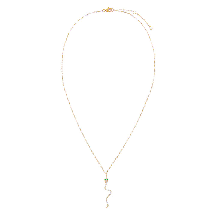  Diamond Dangling Snake Necklace 14K - Adina Eden's Jewels