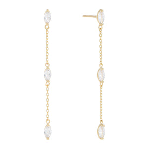 Marquise Dangling Chain Stud Earring 14K - Adina Eden's Jewels