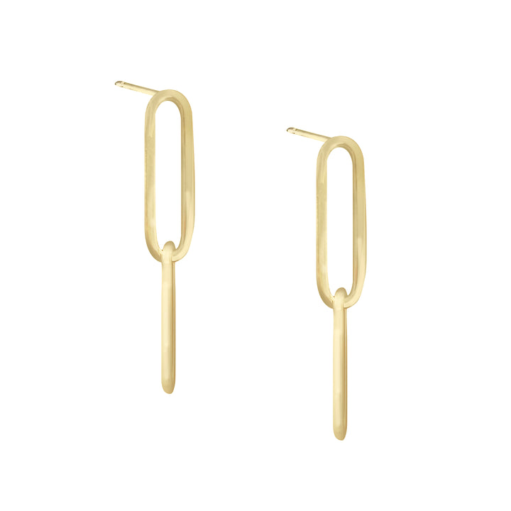 14K Gold Paperclip Drop Stud Earring 14K - Adina Eden's Jewels