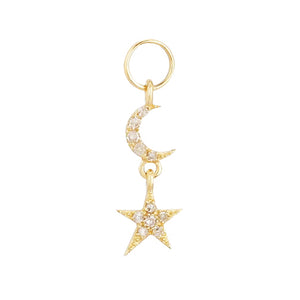 14K Gold / Single Diamond Celestial Charm 14K - Adina Eden's Jewels