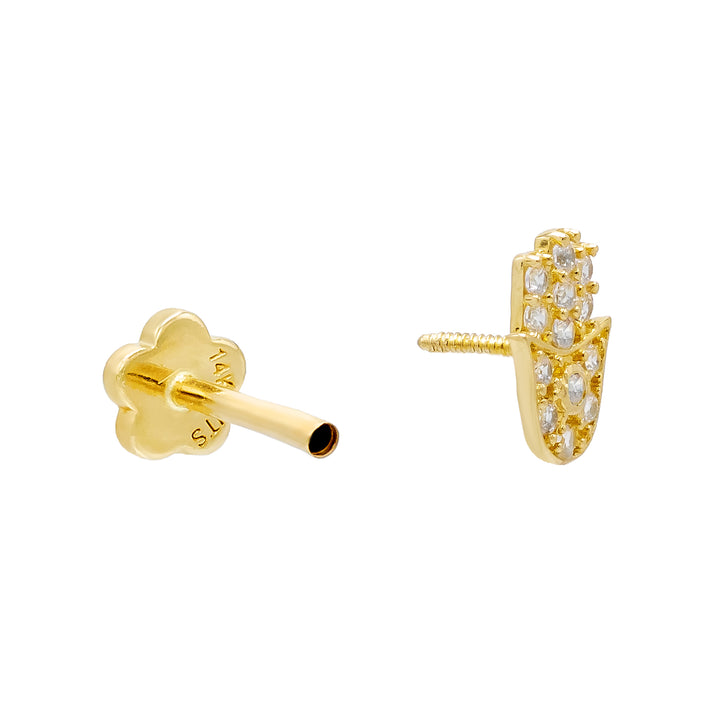  CZ Hamsa Threaded Stud Earring 14K - Adina Eden's Jewels