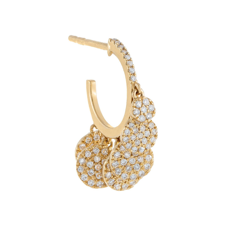 14K Gold Diamond Dangling Discs Hoop Earring 14K - Adina Eden's Jewels