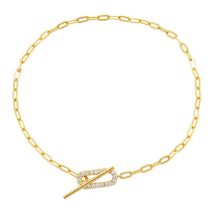 Gold Pavé Link Toggle Bracelet - Adina Eden's Jewels