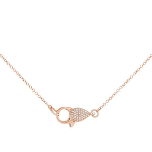 14K Rose Gold Diamond Clasp Necklace 14K - Adina Eden's Jewels