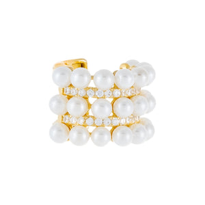 Pearl White / Single Wide Pearl CZ Ear Cuff - Adina Eden's Jewels