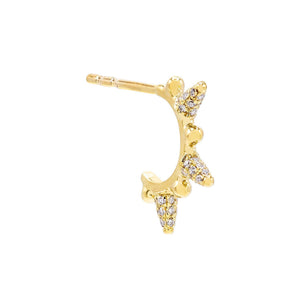 14K Gold / Single Diamond Spike Hoop Earring 14K - Adina Eden's Jewels