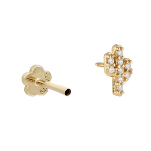  Pavé Cactus Threader Stud Earring 14K - Adina Eden's Jewels