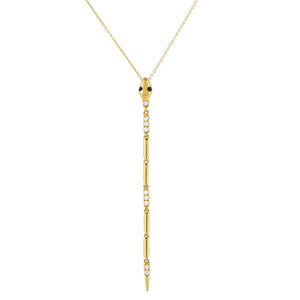 14K Gold Diamond Snake Lariat 14K - Adina Eden's Jewels