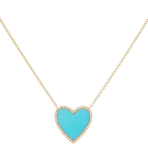 Turquoise Turquoise Heart Necklace 14K - Adina Eden's Jewels