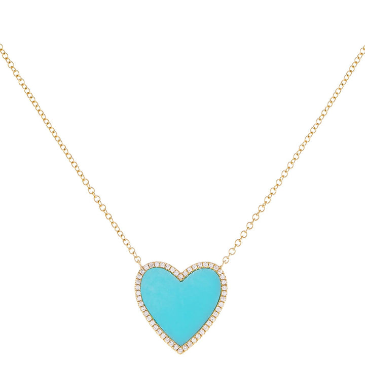 Turquoise Turquoise Heart Necklace 14K - Adina Eden's Jewels