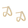 14K Gold / Pair Diamond Double Huggie Stud Earring 14K - Adina Eden's Jewels