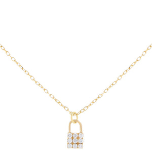14K Gold Tiny Diamond Lock Necklace 14K - Adina Eden's Jewels