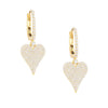 14K Gold / Pair Diamond Heart Huggie Earring 14K - Adina Eden's Jewels