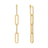 14K Gold / Pair Diamond Oval Drop Hoop Earring 14K - Adina Eden's Jewels