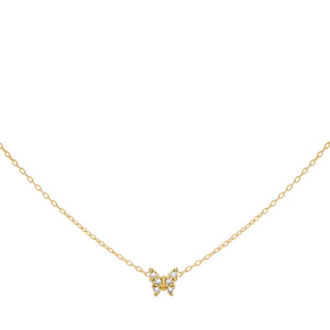14K Gold CZ Butterfly Necklace 14K - Adina Eden's Jewels