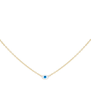 Aqua Blue Mini Enamel Evil Eye Necklace 14K - Adina Eden's Jewels