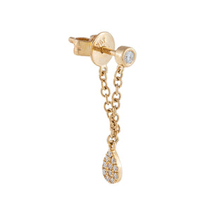 14K Gold Diamond Teardrop Chain Stud Earring 14K - Adina Eden's Jewels