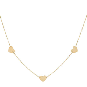 14K Gold Solid Hearts Necklace 14K - Adina Eden's Jewels