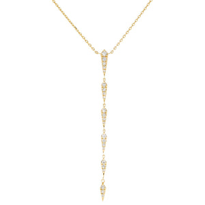 14K Gold Diamond Multi Bar Lariat 14K - Adina Eden's Jewels