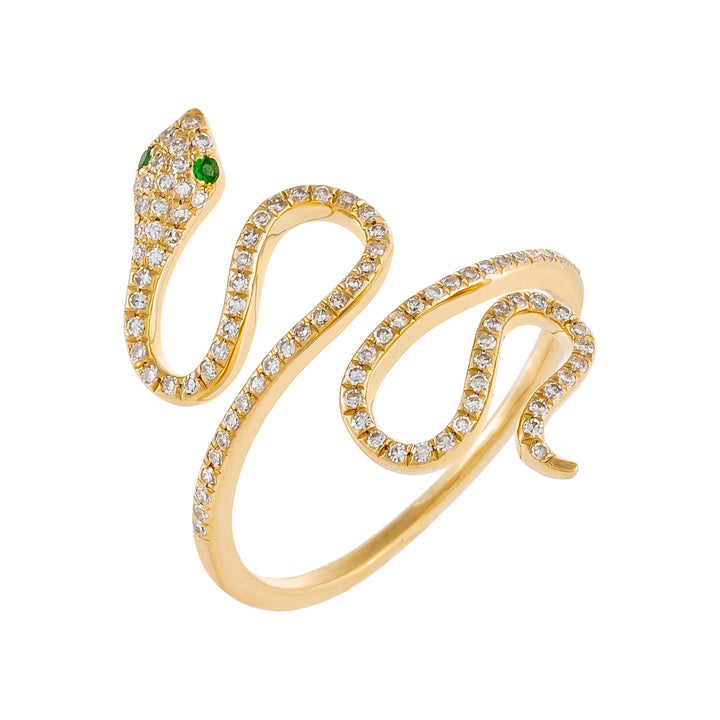 14K Gold Diamond Snake Wrap Ring 14K - Adina Eden's Jewels