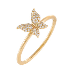 14K Gold / 6.5 Diamond Mini Butterfly Ring 14K - Adina Eden's Jewels