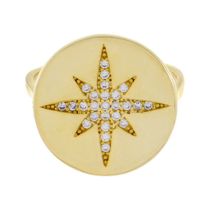  Pavé Starburst Stamp Ring - Adina Eden's Jewels