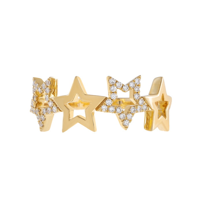  Diamond X Solid Open Star Ring 14K - Adina Eden's Jewels