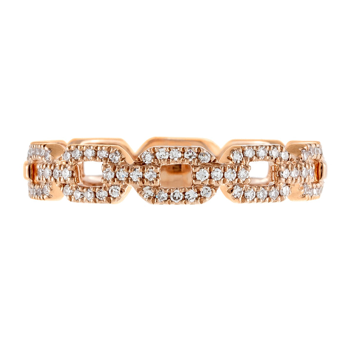  Diamond X Solid Box Link Ring 14K - Adina Eden's Jewels