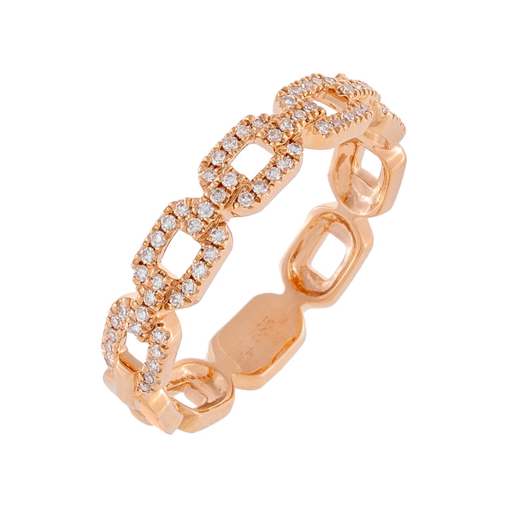14K Rose Gold / 7 Diamond X Solid Box Link Ring 14K - Adina Eden's Jewels